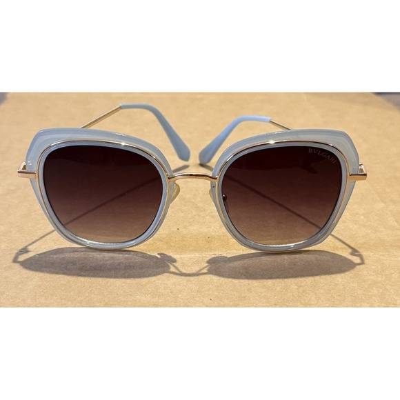 Bvlgari women's sunglasses light blue acetate frames brown gradient lenses